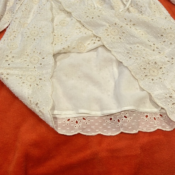 THML Womens Cream and White Eyelet Boho Babydoll Dress Size Medium - Picture 3 of 4